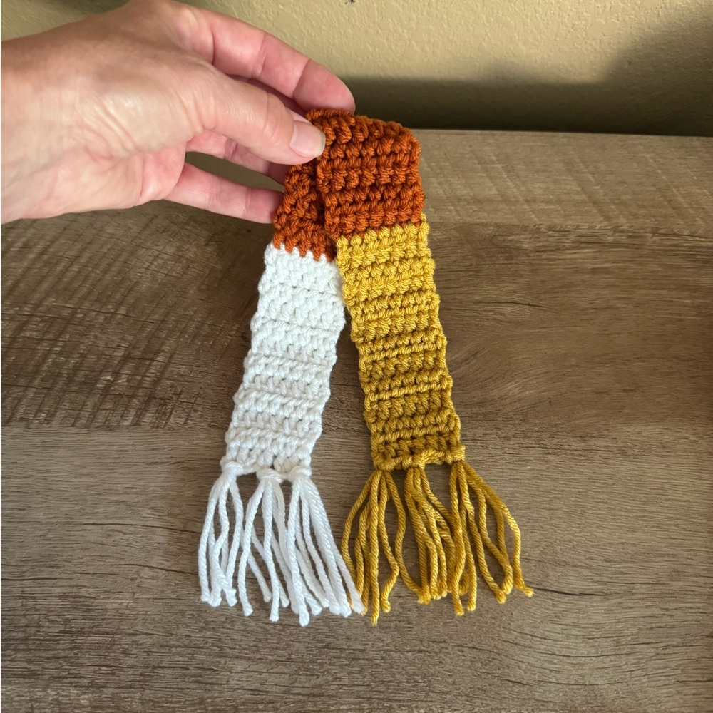 Handmade Crochet Doll Scarf - Orange, Yellow, and White